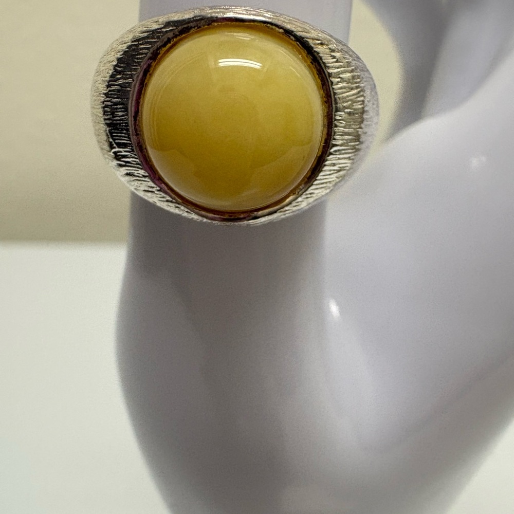 Exquisite Yellow Opal Silver Ring - image 1